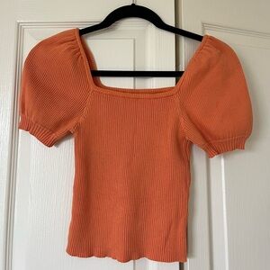 Women's Orange Puff Sleeve Top